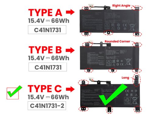 Original Battery Asus C41N1731-2 4335mAh 66Wh