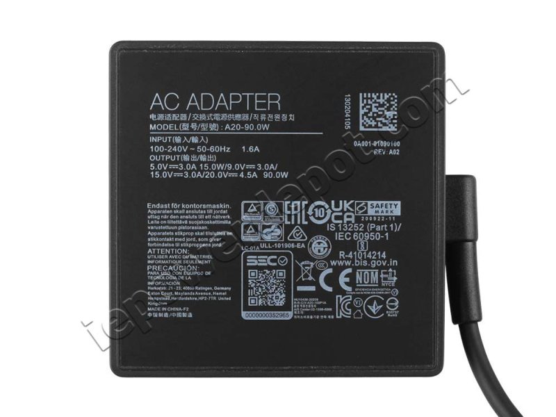 90W USB-C Charger Schenker Work 15 E22 AC Adapter