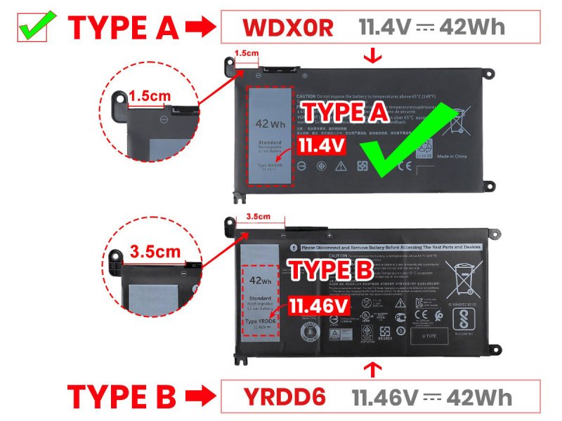 Original 3500mAh 42Wh 3 Cell Dell WDX0R Battery