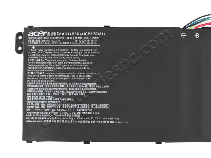 Original Acer AC14B8K Battery 48Wh 3220mAh 4-Cell