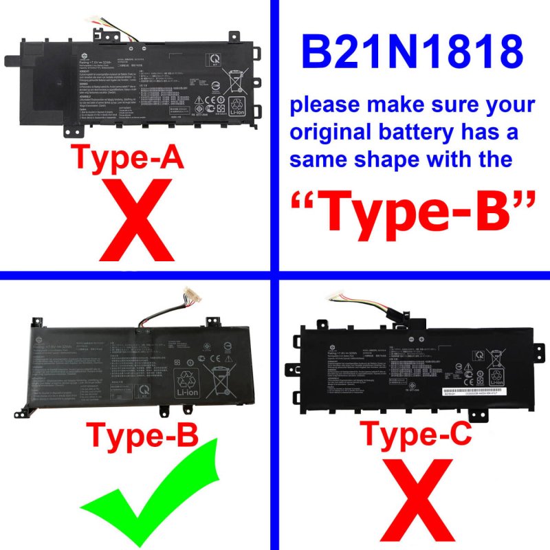 Original Battery Asus B21N1818-1 B21N1818-2 32Wh