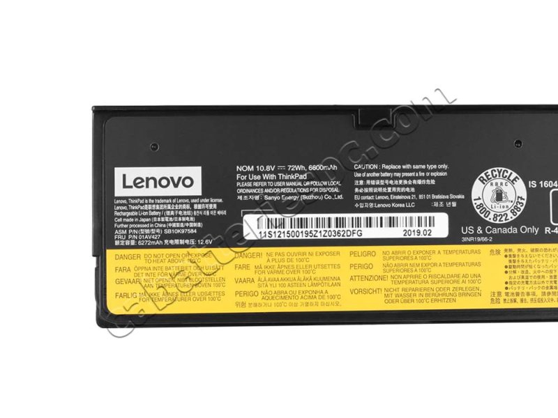 Original Lenovo ThinkPad T470 20HE Battery 72Wh 6600mAh