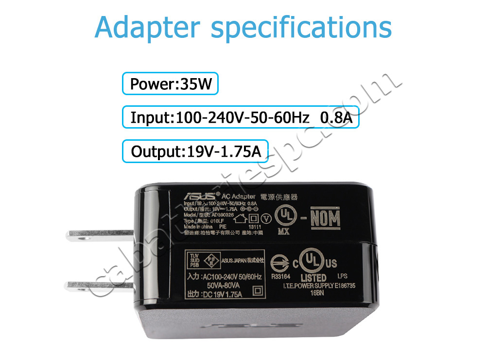 33W Asus VivoBook S200E-CT178H X201E AC Adapter Charger Power Cord