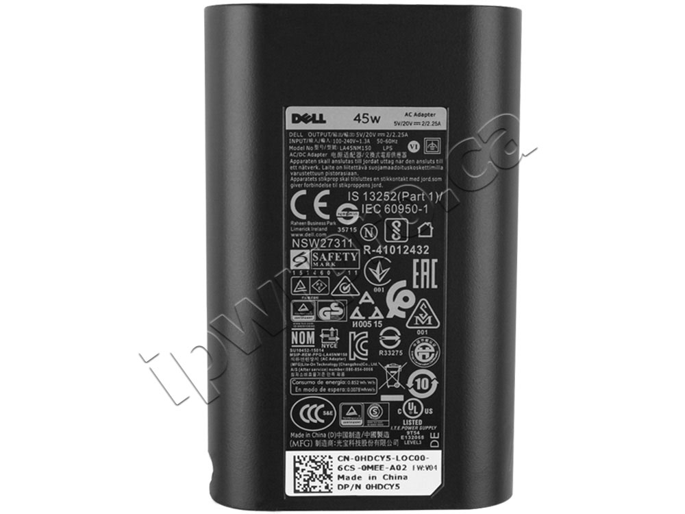 45W USB-C Charger Dell Latitude 5290 2-in-1 AC Adapter