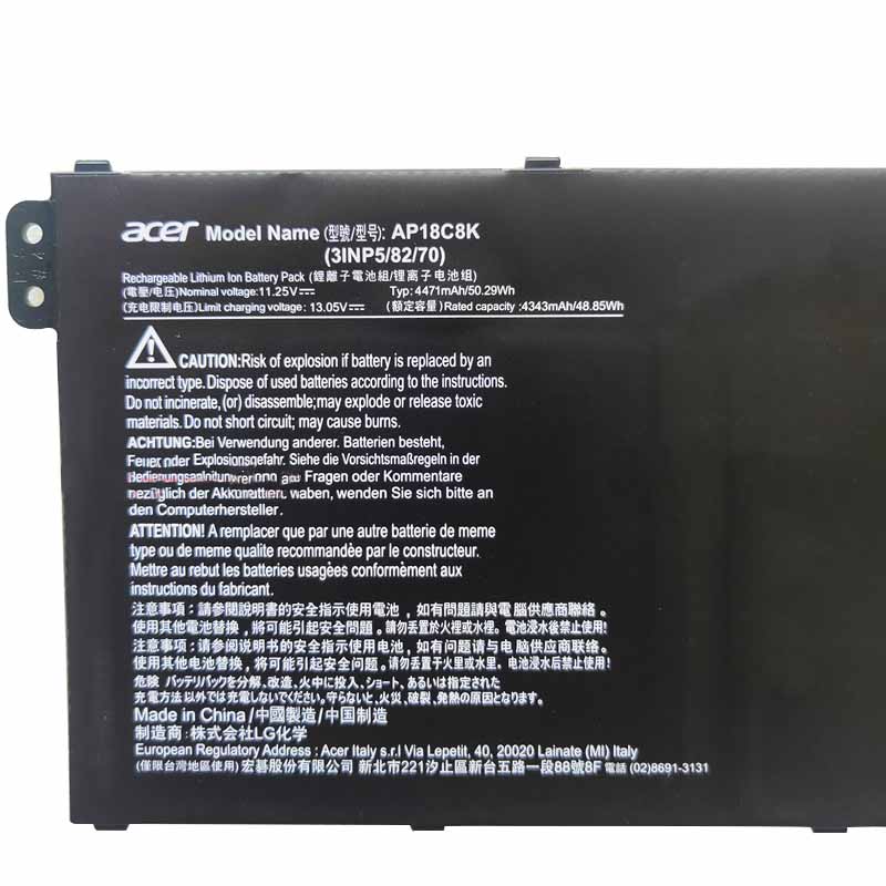 Original Battery Acer AP18C8K 3INP5/82/70 4471mAh 50.29Wh