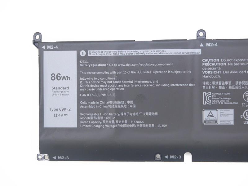 Original 7167mAh 86Wh Battery Dell 69KF2 70N2F M59JH