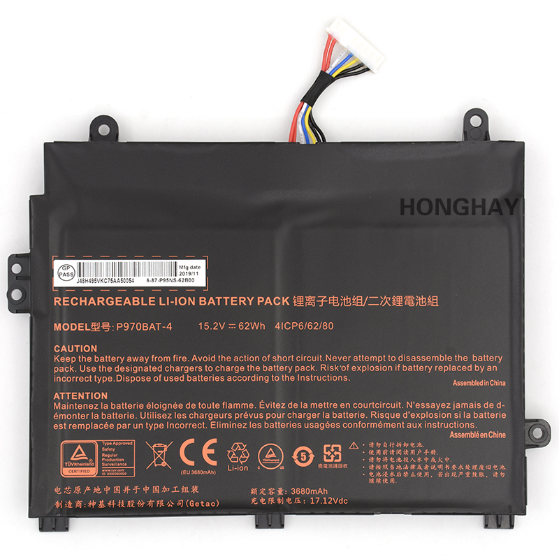 Original Battery Clevo P950RD P950RF P960RF 3680mAh 62Wh