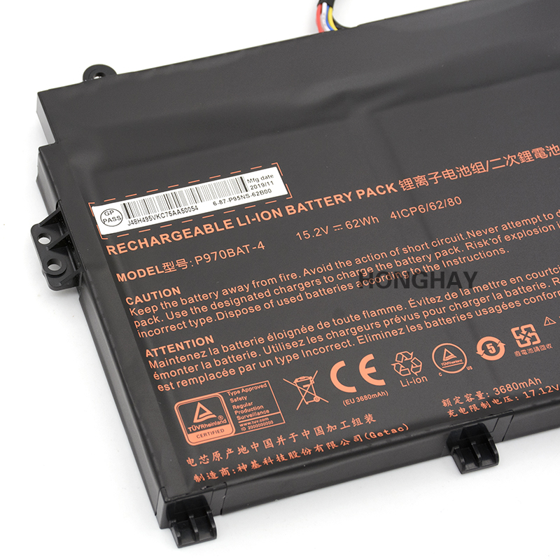 Original Battery Clevo P955ET1 P955ET3 3680mAh 62Wh